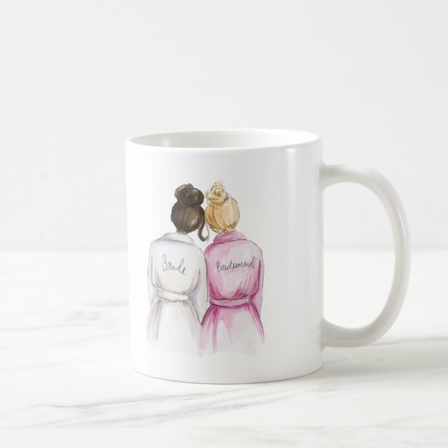 Bridesmaid? Dark Br Bun Bride Bl Bun Maid Coffee Mug (Right)