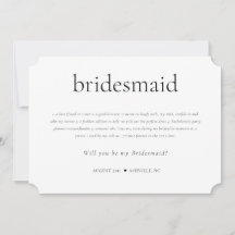 Bridesmaid Definition & Duties Proposal Card