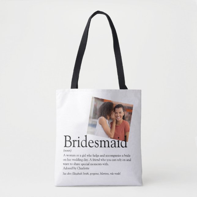 Bridesmaid Definition Photo Wedding Favour  Tote Bag (Front)