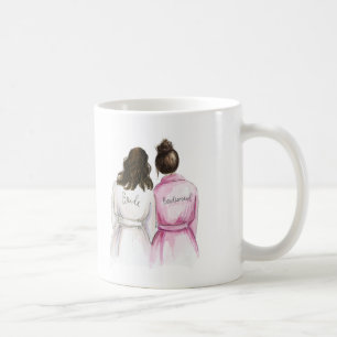 Bridesmaid? Dk Br Wavy Bride Dk Br Maid Coffee Mug