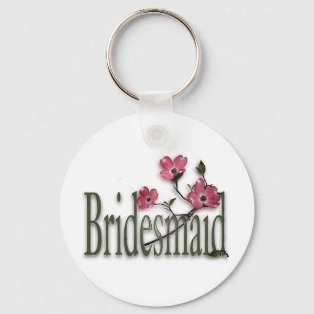 Bridesmaid/ Dogwood Wedding Key Ring (Front)
