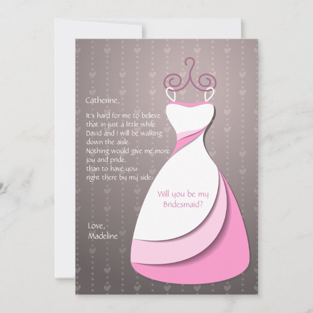 Bridesmaid Dress Card (Front)