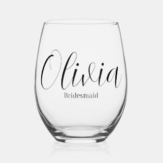 Bridesmaid Drinkware  Stemless Wine Glass