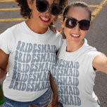 Bridesmaid Dusty Blue Custom Matching Bridal Party T-Shirt<br><div class="desc">Are you looking for the perfect bachelorette party outfit? Do you want to mix things up a bit and have a fun themed party? Then look no further than our personalised dusty blue bridesmaid t-shirts! Our shirts are made to match the bridal party perfectly, so everyone will look great while...</div>
