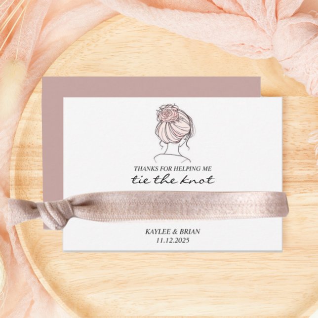 Bridesmaid Dusty Pink Hair Tie Holder Enclosure Card (Creator Uploaded)