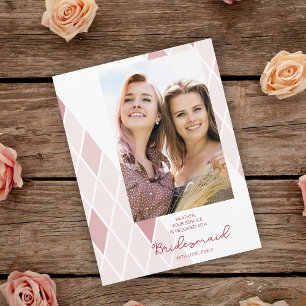 Bridesmaid Elegant Abstract Photo Pink Proposal Postcard
