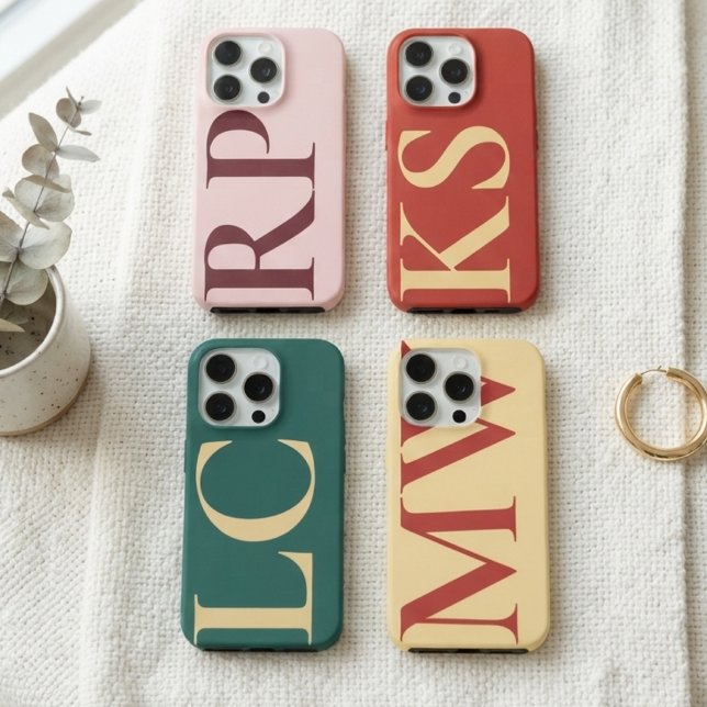 Bridesmaid | Elegant Green Wedding Bridal Initial iPhone Case (Personalized monogram phone case gift for newlyweds wedding bachelorette party | mom mother’s day)