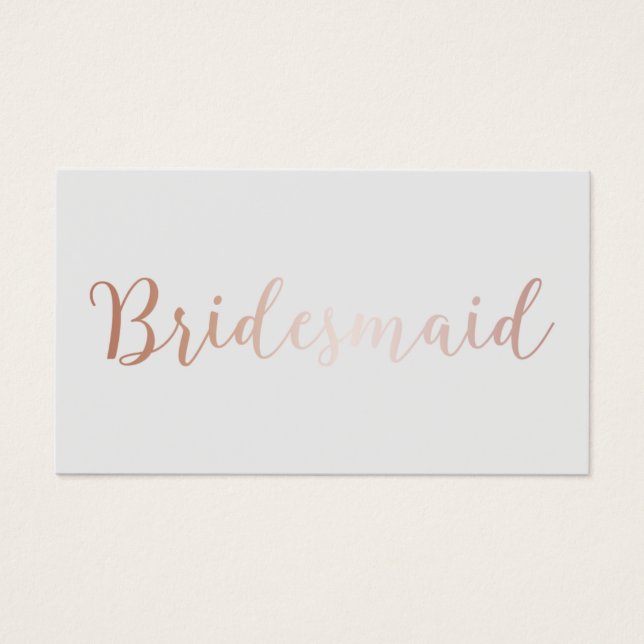 Bridesmaid Elegant Rose Gold Script Classy Grey (Front)