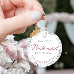 Bridesmaid Elegant Wedding Gift Dusty Rose Key Ring