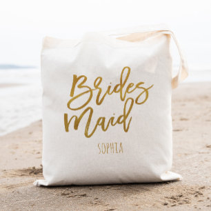 Bridesmaid faux gold foil personalised tote bag