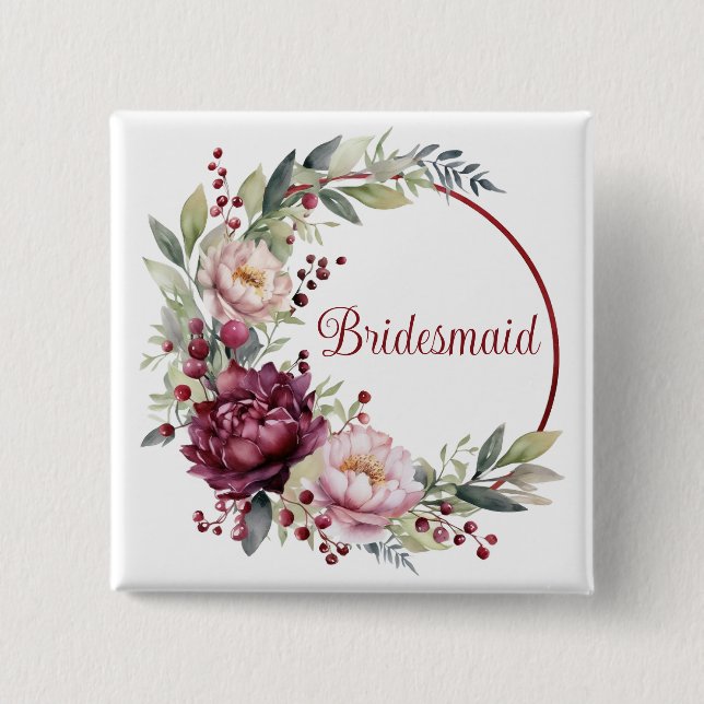 Bridesmaid favour gift 15 cm square badge (Front)