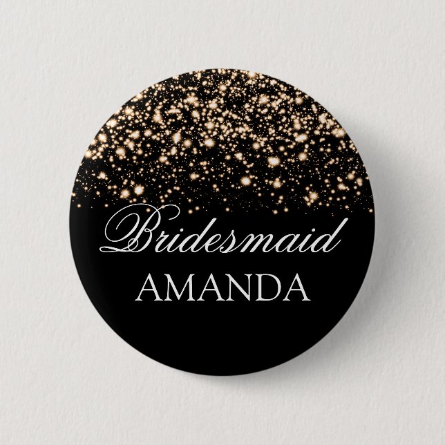 Bridesmaid Favour Gold Midnight Glam 6 Cm Round Badge (Front)