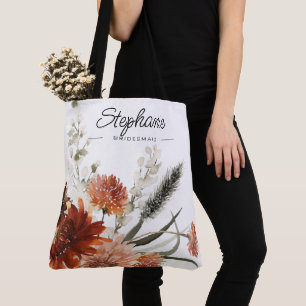 Bridesmaid Favour Rustic Floral Bouquet Tote Bag