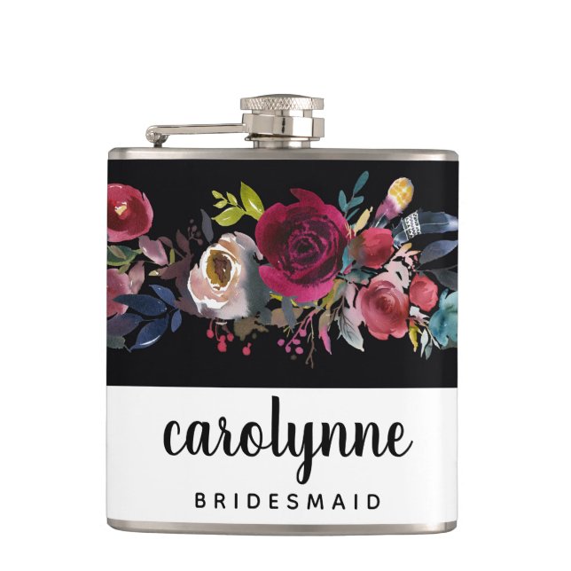 Bridesmaid Flask Bachelorette Party Floral Summer (Front)