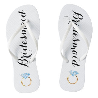 Bridesmaid Flip Flops with Diamond Ring