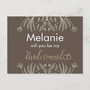 Bridesmaid Floral Drawn Border Proposal Card