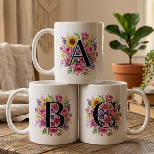 Bridesmaid   Floral Monogram Mug Gift for Her Mum