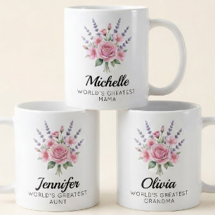 Bridesmaid Floral Mum Grandma Mother's Day Name Coffee Mug