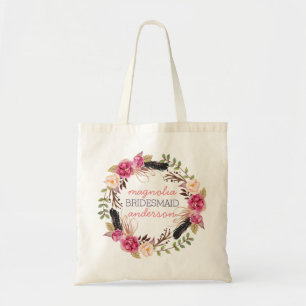 Bridesmaid Floral Personalised Tote Bag