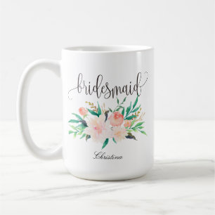 Bridesmaid Floral Personalised Wedding -1 Coffee Mug