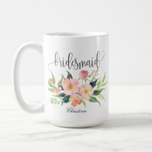 Bridesmaid Floral Personalised Wedding -5 Coffee Mug