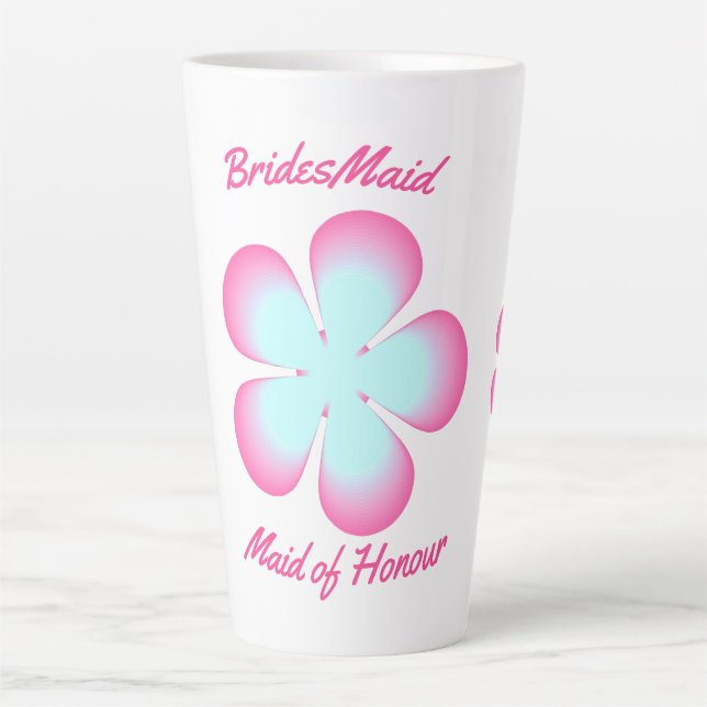 Bridesmaid Floral Pink Blue Maid of Honour Latte Mug (Front)