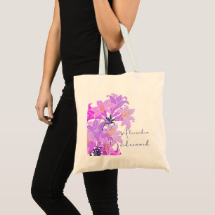 Bridesmaid Floral Purple Plum Trendy Tote Bag