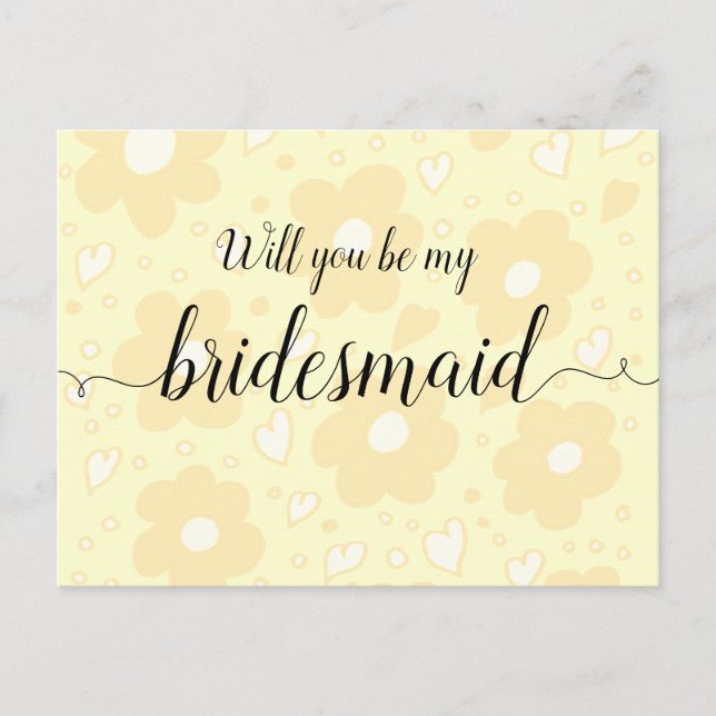 Bridesmaid Flowery Sepia Postcard (Front)