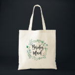 Bridesmaid Gift Botanical Greenery Wedding Tote<br><div class="desc">Modern bridesmaid gift tote with botanical greenery. Wedding party favour.</div>