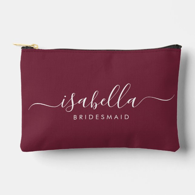 Bridesmaid Gift Burgundy Accessory Pouch (Front)