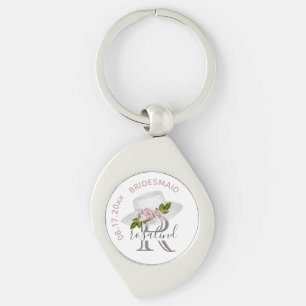 Bridesmaid Gift Custom Monogram Name Date Key Ring