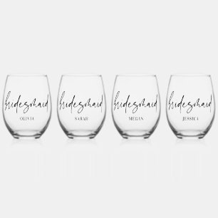 Bridesmaid Gift Custom Wine Glass Drinkware Set