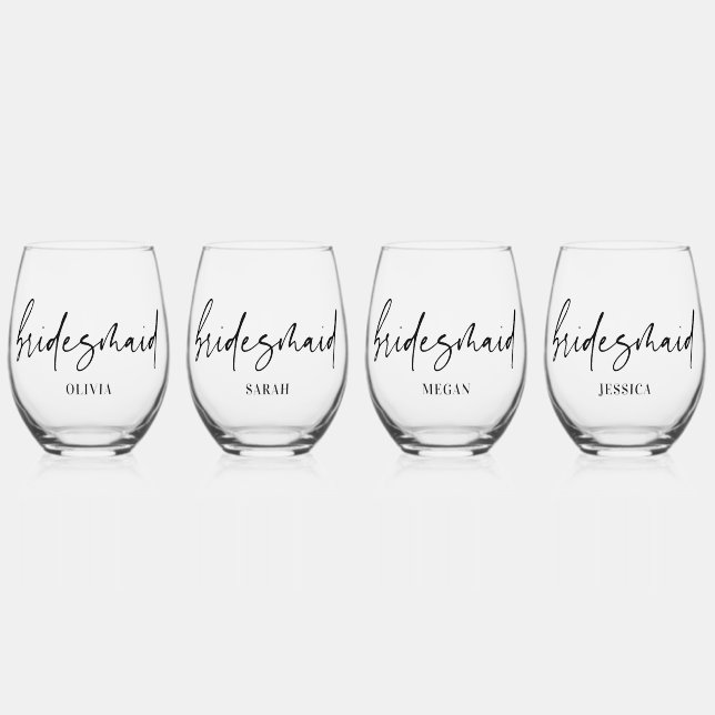 Bridesmaid Gift Custom Wine Glass Drinkware Set (Front)