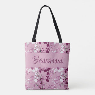 Bridesmaid Gift Elegant Pink Cherry Blossoms Tote Bag