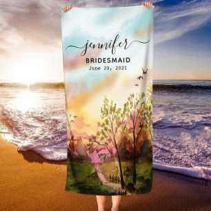 Bridesmaid Gift - Maid of Honour Personalised Name Beach Towel