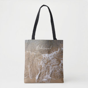 Bridesmaid Gift Sandy Beach Ocean Sea Water Waves Tote Bag