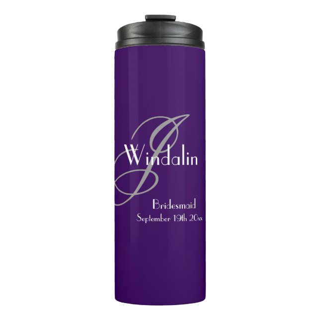 Bridesmaid Gift Wedding Modern Monogram Name Chic  Thermal Tumbler (Front)