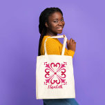 Bridesmaid gifts fuchsia magenta personalised tote bag<br><div class="desc">Bridesmaid gifts fuchsia magenta Majolica Mediterranean tiles personalised tote bag.</div>