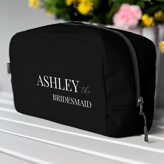 Bridesmaid gifts personalised black bag (Bridesmaid gifts personalized name black bag Dopp Kit black gifts bag bridal party favors )
