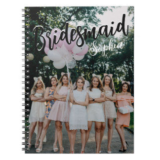 Bridesmaid Gifts Personalised Black Modern Photo Notebook