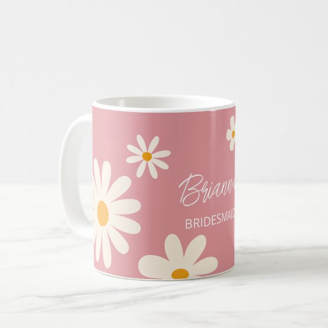 Bridesmaid gifts retro daisy desert pink custom coffee mug (Front Left)