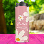 Bridesmaid gifts retro daisy desert pink custom thermal tumbler<br><div class="desc">Floral daisy desert retro pink bridal shower boho vintage flowers,  simple modern script bridesmaid gifts practical bridal party favours personalised name thermal tumbler.</div>