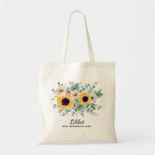 Bridesmaid Gifts SUNFLOWERS Theme Personalised Tote Bag