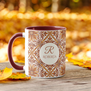 Bridesmaid gifts Terracotta Talavera monogram Mug