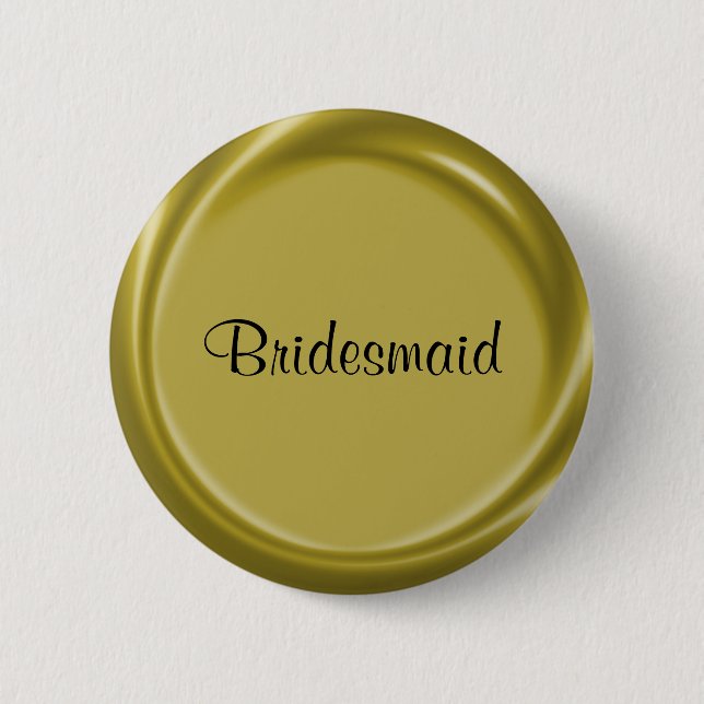Bridesmaid Gold Nametag Button (Front)