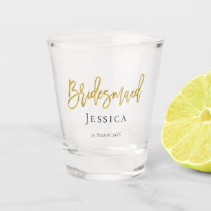 Bridesmaid Gold Script/Name/Wedding Date/Gift Shot Glass
