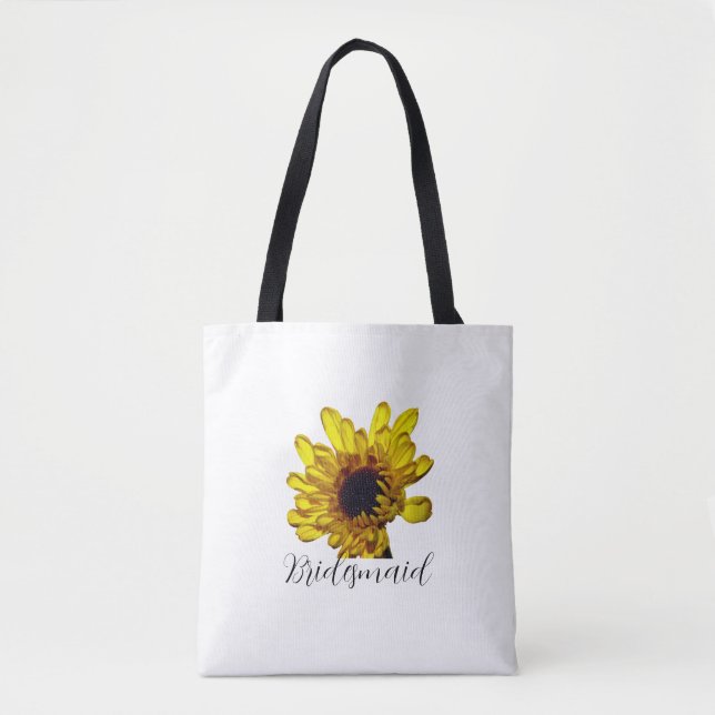 Bridesmaid Golden Yellow Floral Custom Wedding Tote Bag (Front)