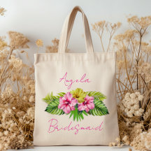 Bridesmaid Hibiscus Flowers Personalised Bag