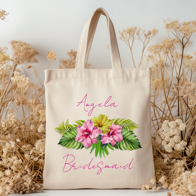 Bridesmaid Hibiscus Flowers Personalised Bag (Creator Uploaded)