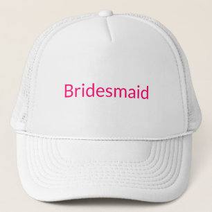 Bridesmaid hot pink fuchsia white minimalist chic trucker hat